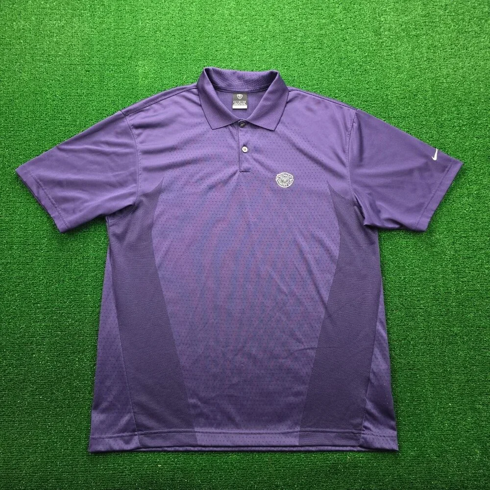 Nike Golf Polo Shirt Mens Large Purple Y2K‎ Medinah Country Club Dri Fit